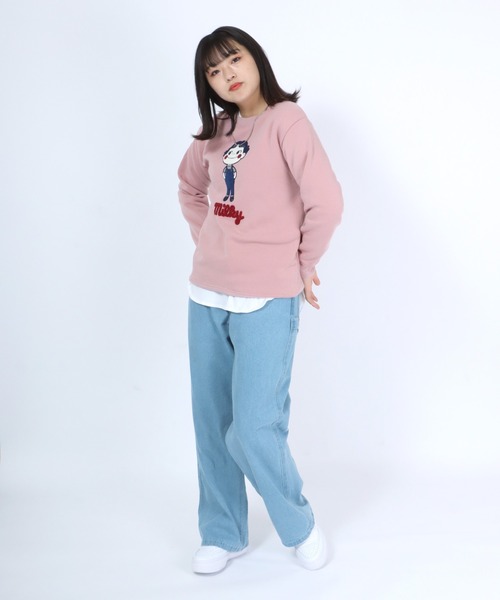 Salong hameu（サロン ハミュー）の「ペコちゃん キャラクターサガラ刺繍ワッペン 裏起毛スウェットトップス レディース/トレーナープルオーバー（スウェット・レディース・ピンク/ブルー/グレー系その他/スミクロ・M/L）」の18枚目の写真
