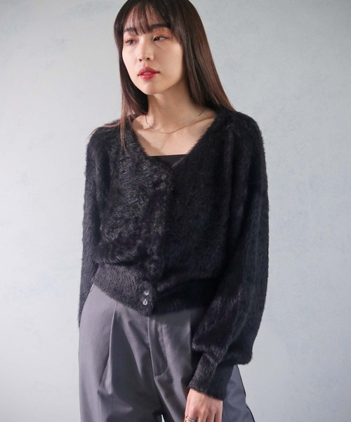 cheriella(シェリエラ)の「【cheriella】WEB限定フェザーヤーンカーディガン(カーディガン/ボレロ・レディース・ホワイト/ブラック/ブラウン/グリーン/ラベンダー/パープル/ブルー/アイボリー・M)」の12枚目の写真