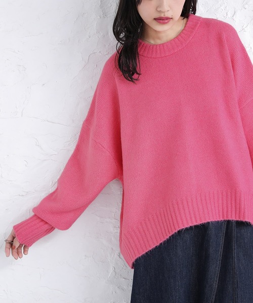 n'OrLABEL（ノアールレーベル）の「【廃盤】『ビッグシルエットショート丈ニット』（ニット/セーター・レディース・チャコール/ピンク/アイボリー/ブルー・FREE）」の6枚目の写真