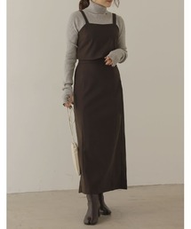 Re:EDIT | [低身長/高身長サイズ有][2点セット]起毛ツイルビスチェ×ロングスカートセットアップ(ワンピース)