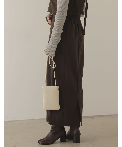 Re:EDIT（リエディ）の「[低身長/高身長サイズ有][2点セット]起毛ツイルビスチェ×ロングスカートセットアップ（ワンピース・レディース・ダークブラウン/ブラック/チャコールグレー・LARGE/SHORT/TALL/MEDIUM）」の20枚目の写真