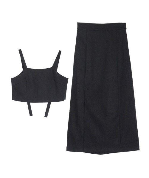 Re:EDIT（リエディ）の「[低身長/高身長サイズ有][2点セット]起毛ツイルビスチェ×ロングスカートセットアップ（ワンピース・レディース・ダークブラウン/ブラック/チャコールグレー・LARGE/SHORT/TALL/MEDIUM）」の17枚目の写真