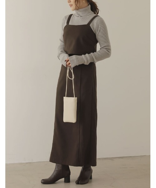 Re:EDIT（リエディ）の「[低身長/高身長サイズ有][2点セット]起毛ツイルビスチェ×ロングスカートセットアップ（ワンピース・レディース・ダークブラウン/ブラック/チャコールグレー・LARGE/SHORT/TALL/MEDIUM）」の15枚目の写真