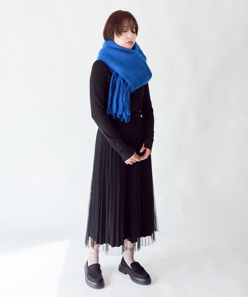 Free people★関送込ブラッシュフリンジマフラー(Deep ocean) DISCOAT（ディスコート）の「【6色展開】太フリンジマフラー