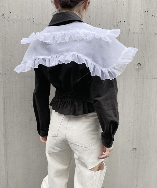 PAIN（ペイン）の「ダブルカラーレイヤードブラウス（シャツ/ブラウス・レディース・ブラック/ホワイト/ベージュ・FREE）」の19枚目の写真