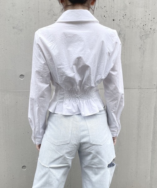 PAIN（ペイン）の「ダブルカラーレイヤードブラウス（シャツ/ブラウス・レディース・ブラック/ホワイト/ベージュ・FREE）」の11枚目の写真