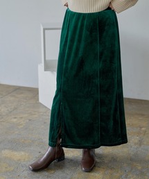 フロントスリットベロアロングスカート