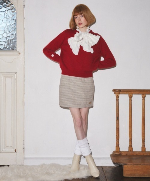 MIRO AMURETTE（ミロアミュレット）の「houndstooth check mini skirt/千鳥柄ミニスカート（スカート・レディース・ブラック/ピンク/ベージュ・FREE）」の5枚目の写真