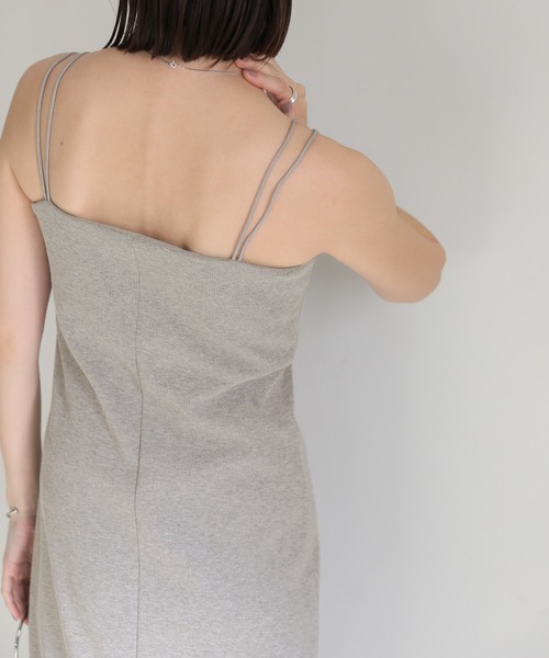 【サイズ展開あり】ダブルストラップカップ付きリブキャミワンピース