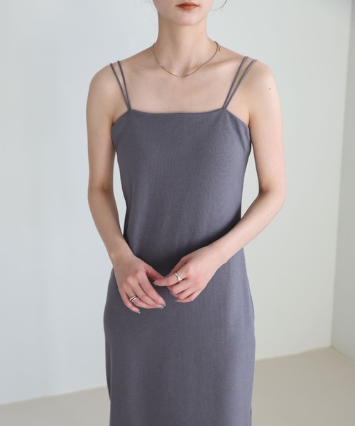 TALLあり】ダブルストラップカップ付きリブキャミワンピース≪スタイル