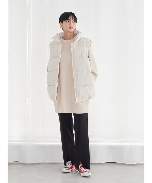 AMERICAN HOLIC（アメリカンホリック）の「あったかBIG中綿ベスト（ダウンベスト・レディース・アイボリー/ブラック・FREE）」の3枚目の写真