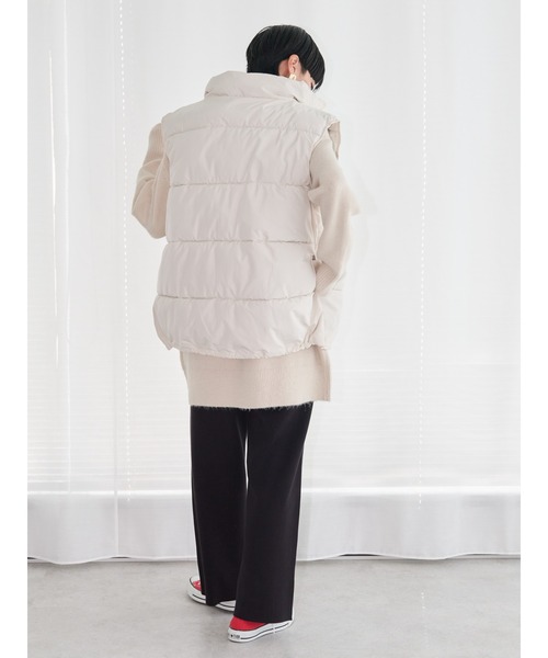 AMERICAN HOLIC（アメリカンホリック）の「あったかBIG中綿ベスト（ダウンベスト・レディース・アイボリー/ブラック・FREE）」の7枚目の写真