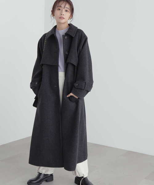 N.（N. Natural Beauty Basic）（エヌエヌナチュラルビューティーベーシック）の「【S Size Line】◆ステンカラーケープコート（ステンカラーコート・レディース・イエロー/チャコールグレー・SMALL/MEDIUM）」の13枚目の写真