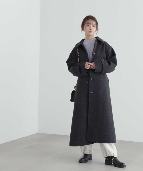 N.（N. Natural Beauty Basic）（エヌエヌナチュラルビューティーベーシック）の「【S Size Line】◆ステンカラーケープコート（ステンカラーコート・レディース・イエロー/チャコールグレー・SMALL/MEDIUM）」の14枚目の写真