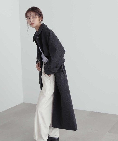 N.（N. Natural Beauty Basic）（エヌエヌナチュラルビューティーベーシック）の「【S Size Line】◆ステンカラーケープコート（ステンカラーコート・レディース・イエロー/チャコールグレー・SMALL/MEDIUM）」の16枚目の写真