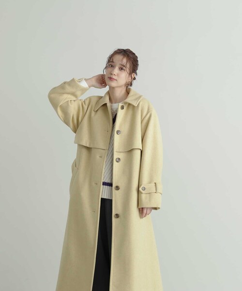 N.（N. Natural Beauty Basic）（エヌエヌナチュラルビューティーベーシック）の「【S Size Line】◆ステンカラーケープコート（ステンカラーコート・レディース・イエロー/チャコールグレー・SMALL/MEDIUM）」の17枚目の写真