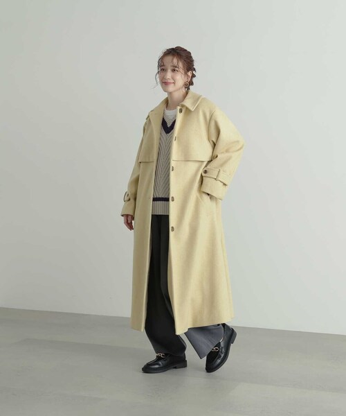 N.（N. Natural Beauty Basic）（エヌエヌナチュラルビューティーベーシック）の「【S Size Line】◆ステンカラーケープコート（ステンカラーコート・レディース・イエロー/チャコールグレー・SMALL/MEDIUM）」の18枚目の写真