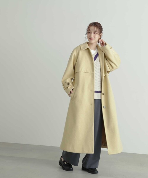 N.（N. Natural Beauty Basic）（エヌエヌナチュラルビューティーベーシック）の「【S Size Line】◆ステンカラーケープコート（ステンカラーコート・レディース・イエロー/チャコールグレー・SMALL/MEDIUM）」の19枚目の写真