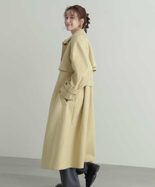 N.（N. Natural Beauty Basic）（エヌエヌナチュラルビューティーベーシック）の「【S Size Line】◆ステンカラーケープコート（ステンカラーコート・レディース・イエロー/チャコールグレー・SMALL/MEDIUM）」の21枚目の写真