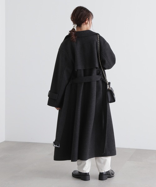 N.（N. Natural Beauty Basic）（エヌエヌナチュラルビューティーベーシック）の「【S Size Line】◆ステンカラーケープコート（ステンカラーコート・レディース・イエロー/チャコールグレー・SMALL/MEDIUM）」の12枚目の写真