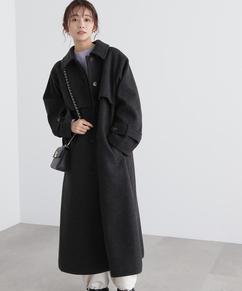 N.（N. Natural Beauty Basic）（エヌエヌナチュラルビューティーベーシック）の「【S Size Line】◆ステンカラーケープコート（ステンカラーコート・レディース・イエロー/チャコールグレー・SMALL/MEDIUM）」の3枚目の写真