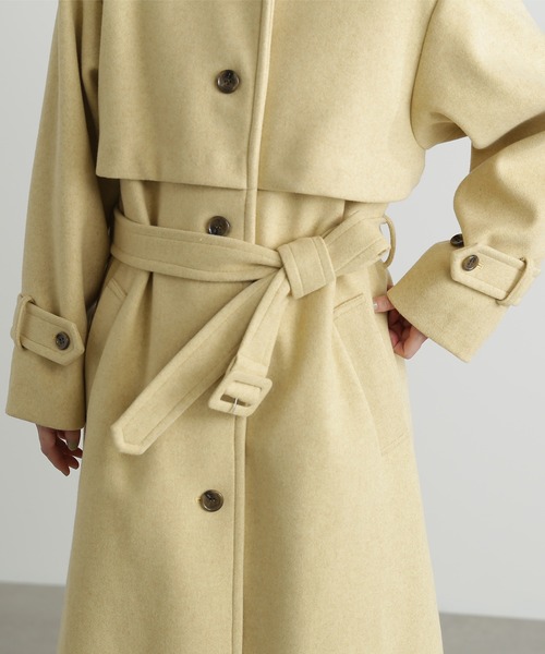 N.（N. Natural Beauty Basic）（エヌエヌナチュラルビューティーベーシック）の「【S Size Line】◆ステンカラーケープコート（ステンカラーコート・レディース・イエロー/チャコールグレー・SMALL/MEDIUM）」の9枚目の写真