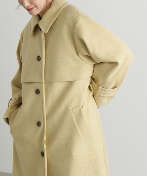 N.（N. Natural Beauty Basic）（エヌエヌナチュラルビューティーベーシック）の「【S Size Line】◆ステンカラーケープコート（ステンカラーコート・レディース・イエロー/チャコールグレー・SMALL/MEDIUM）」の8枚目の写真