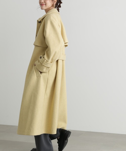 N.（N. Natural Beauty Basic）（エヌエヌナチュラルビューティーベーシック）の「【S Size Line】◆ステンカラーケープコート（ステンカラーコート・レディース・イエロー/チャコールグレー・SMALL/MEDIUM）」の6枚目の写真