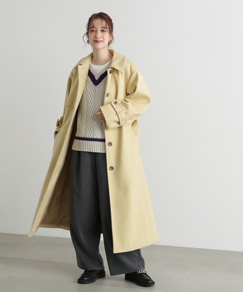 N.（N. Natural Beauty Basic）（エヌエヌナチュラルビューティーベーシック）の「【S Size Line】◆ステンカラーケープコート（ステンカラーコート・レディース・イエロー/チャコールグレー・SMALL/MEDIUM）」の4枚目の写真