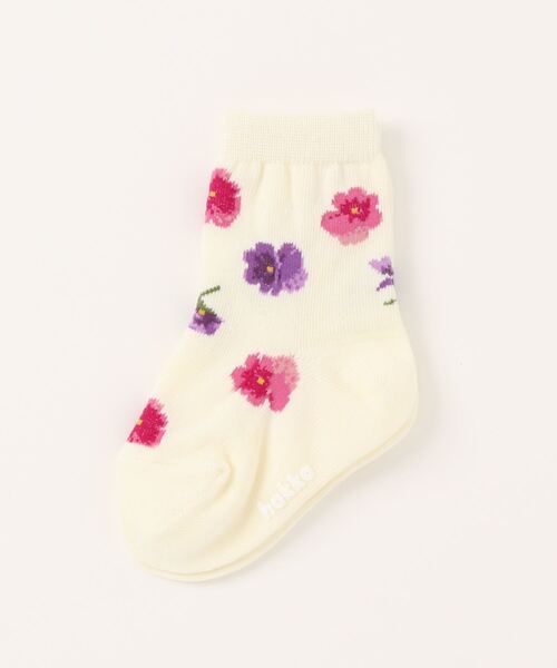 HAKKA BABY（ハッカベビー）の「[ベビー]スミレ柄ソックス（ソックス/靴下・キッズ・パープル/キナリ/ピンク・M/S）」の2枚目の写真