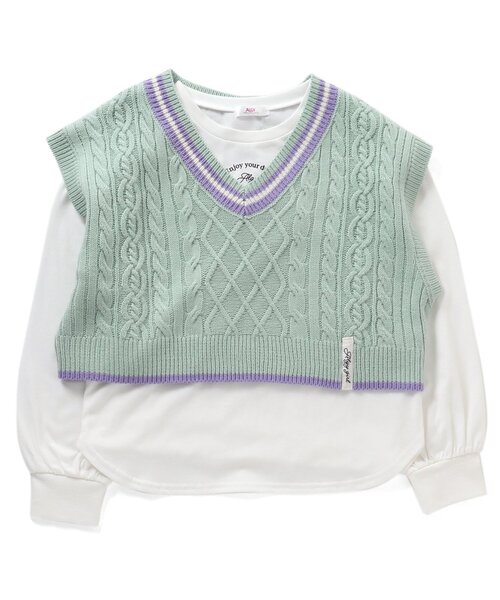 algy（アルジー）の「タンタケベスト＆ロンTセット（ベスト・キッズ・ベージュ/アイボリー/ミント・XX-SMALL/MEDIUM/SMALL/X-SMALL）」の3枚目の写真