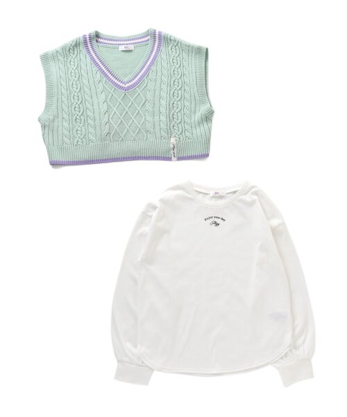 algy（アルジー）の「タンタケベスト＆ロンTセット（ベスト・キッズ・ベージュ/アイボリー/ミント・XX-SMALL/MEDIUM/SMALL/X-SMALL）」の8枚目の写真