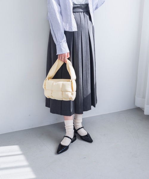 EVOL（イーボル）の「【EVOL/イーボル】 ファスナー付きメッシュナイロンハンドバッグ IU5130（ハンドバッグ・レディース・ベージュ/ブラック/アイボリー・FREE）」の10枚目の写真