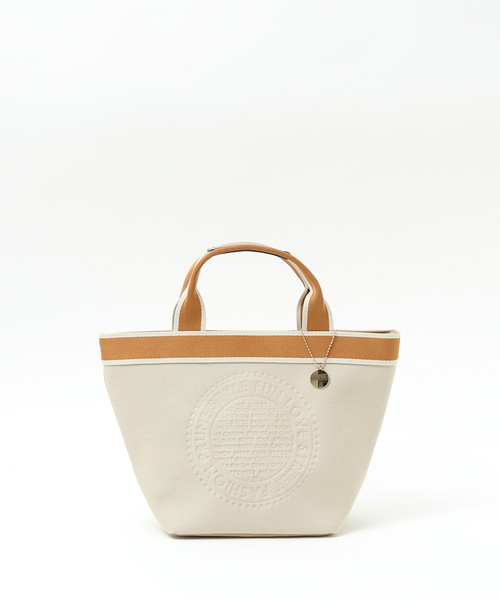 Abahouse Devinette(ドゥヴィネット)の「【mieux un】サークル型エンボス加工ハンドバッグ(ハンドバッグ・レディース・アイボリー/ライトベージュ/グレー・フリー)」の1枚目の写真