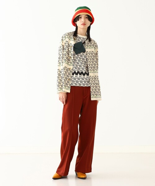 BEAMS BOY（ビームスボーイ）の「maturely / Glossy Jersey Slacks（スラックス・レディース・ネイビー/レッド・1/0）」の3枚目の写真