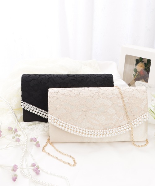 Lace Ladies(レースレディース)の「パールフレームケミカルレースクラッチバッグ(クラッチバッグ・レディース・ブラック/ベージュ・FREE)」の20枚目の写真