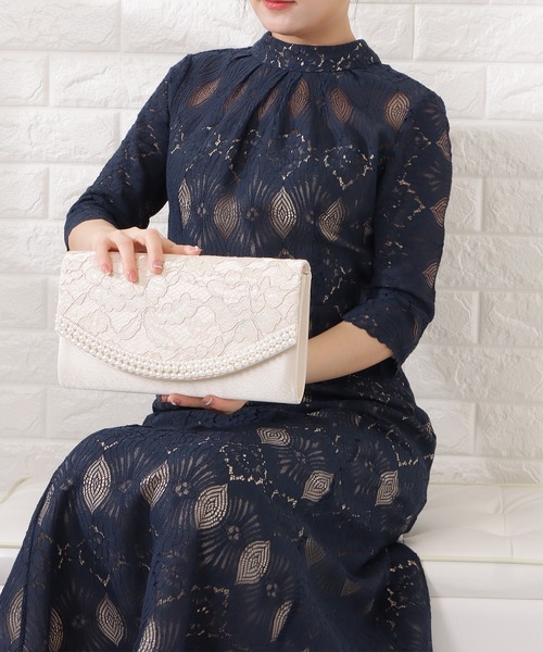 Lace Ladies(レースレディース)の「パールフレームケミカルレースクラッチバッグ(クラッチバッグ・レディース・ブラック/ベージュ・FREE)」の13枚目の写真
