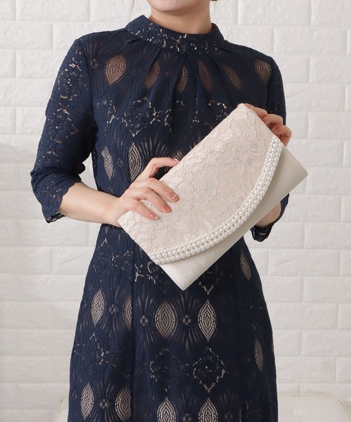 Lace Ladies(レースレディース)の「パールフレームケミカルレースクラッチバッグ(クラッチバッグ・レディース・ブラック/ベージュ・FREE)」の14枚目の写真