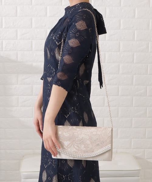 Lace Ladies(レースレディース)の「パールフレームケミカルレースクラッチバッグ(クラッチバッグ・レディース・ブラック/ベージュ・FREE)」の17枚目の写真