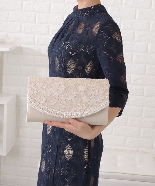 Lace Ladies(レースレディース)の「パールフレームケミカルレースクラッチバッグ(クラッチバッグ・レディース・ブラック/ベージュ・FREE)」の19枚目の写真