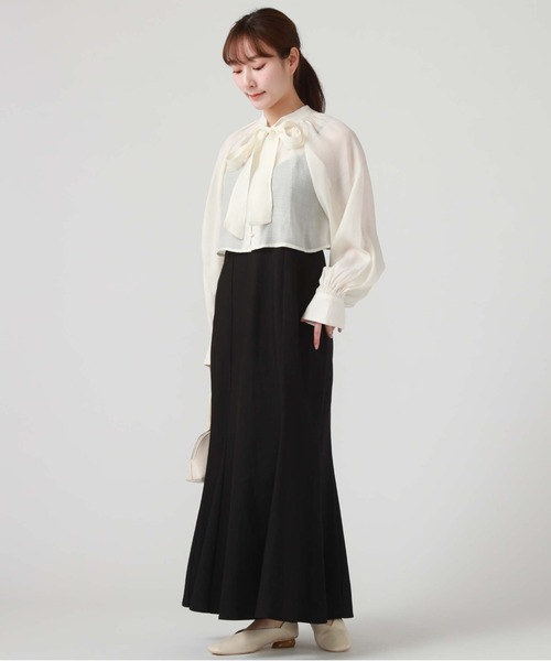 archives（アルシーヴ）の「ボウタイブラウス＋マーメイドキャミワンピース（ワンピース・レディース・ブラック/グレー/アイボリー・MEDIUM）」の3枚目の写真