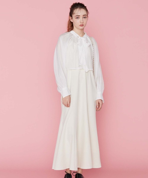 archives（アルシーヴ）の「ボウタイブラウス＋マーメイドキャミワンピース（ワンピース・レディース・ブラック/グレー/アイボリー・MEDIUM）」の4枚目の写真