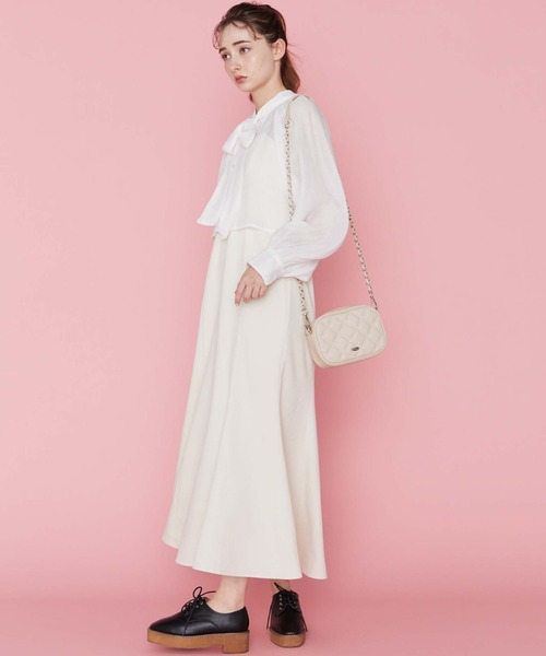 archives（アルシーヴ）の「ボウタイブラウス＋マーメイドキャミワンピース（ワンピース・レディース・ブラック/グレー/アイボリー・MEDIUM）」の5枚目の写真