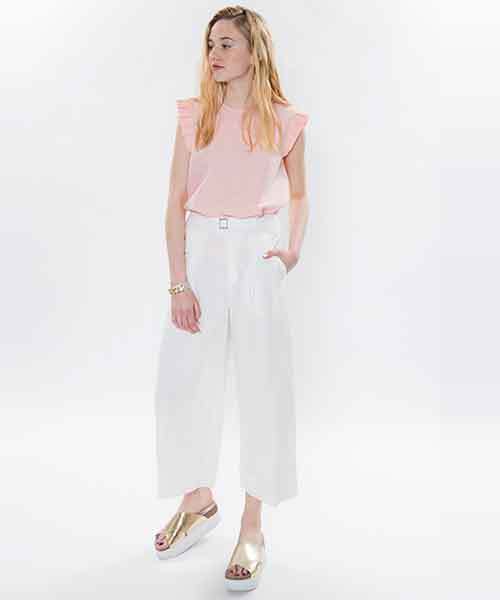 mystic（ミスティック）の「袖フリルノースリーブブラウス（シャツ/ブラウス・レディース・ブルー/ブラック/グレー/ピンク/オフホワイト/レッド・ﾌﾘ-）」の8枚目の写真