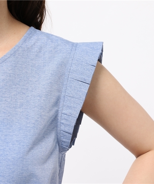 mystic（ミスティック）の「袖フリルノースリーブブラウス（シャツ/ブラウス・レディース・ブルー/ブラック/グレー/ピンク/オフホワイト/レッド・ﾌﾘ-）」の14枚目の写真