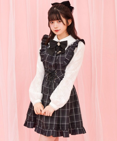 Secret Honey（シークレットハニー）の「レース袖ドッキングワンピース（ワンピース・レディース・ブラック/ダークブラック・MEDIUM）」の10枚目の写真