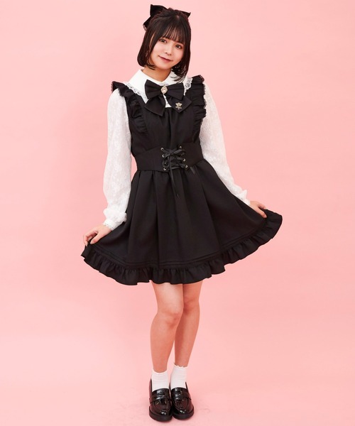 Secret Honey（シークレットハニー）の「レース袖ドッキングワンピース（ワンピース・レディース・ブラック/ダークブラック・MEDIUM）」の11枚目の写真