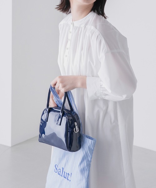 BONLECILL（ボンルシール）の「ボリュームスリーブ  パールボタンヘンリーネック シャツワンピース（シャツワンピース・レディース・オフホワイト/ネイビー系/ブルー/オレンジ/ネイビー・FREE）」の10枚目の写真