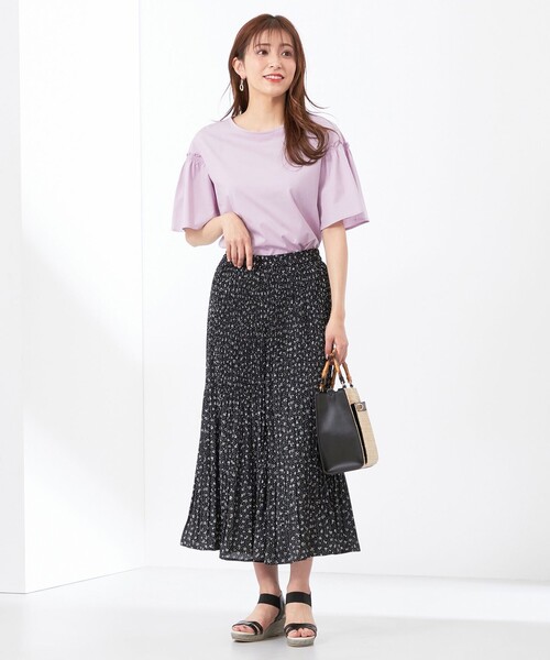 ANY SIS(エニィスィス)の「シルケットストライプ フレアスリーブ カットソー(Tシャツ/カットソー・レディース・ピンク系1/ライトグリーン系1/ライトイエロー系9/ネイビー系1/スカイブルー系1/ライラック系9・4)」の14枚目の写真