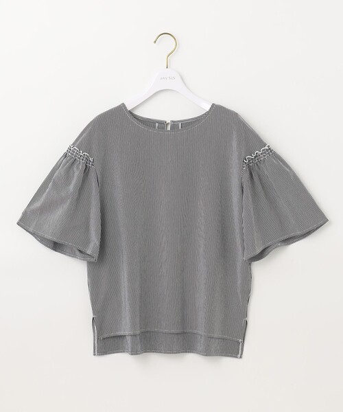 ANY SIS(エニィスィス)の「シルケットストライプ フレアスリーブ カットソー(Tシャツ/カットソー・レディース・ピンク系1/ライトグリーン系1/ライトイエロー系9/ネイビー系1/スカイブルー系1/ライラック系9・4)」の22枚目の写真
